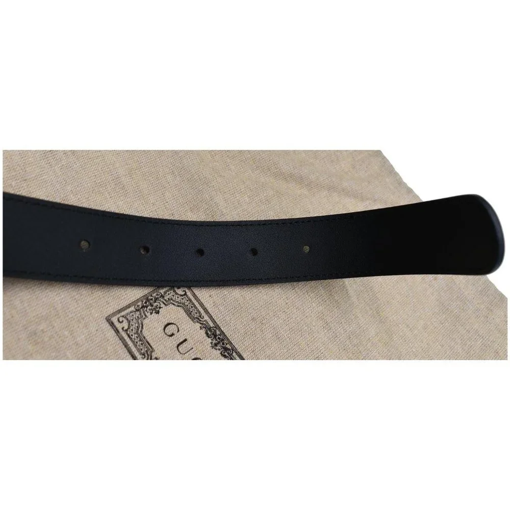 GUCCI Double G Buckle Leather Belt Black - Picture 4 of 5